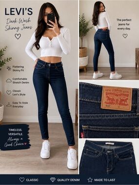 Levi’s Dark Wash Skinny Jeans Women’s Size 27 Stretch Denim Classic Fit